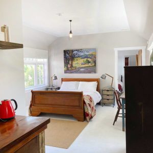 East Wing kitchen at The Red Barns B&B, Tai Tapu, Canterbury, New Zealand, looking through to the bedroom, ideal Christchurch and Selwyn accommodation