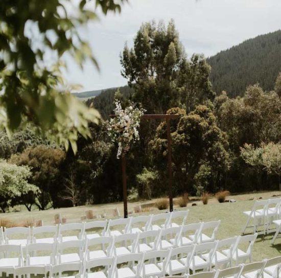 Wedding setup at Waipuna Estate near Christchurch, Canterbury, New Zealand, perfect venue for weddings and special events with views over the Port Hills.
